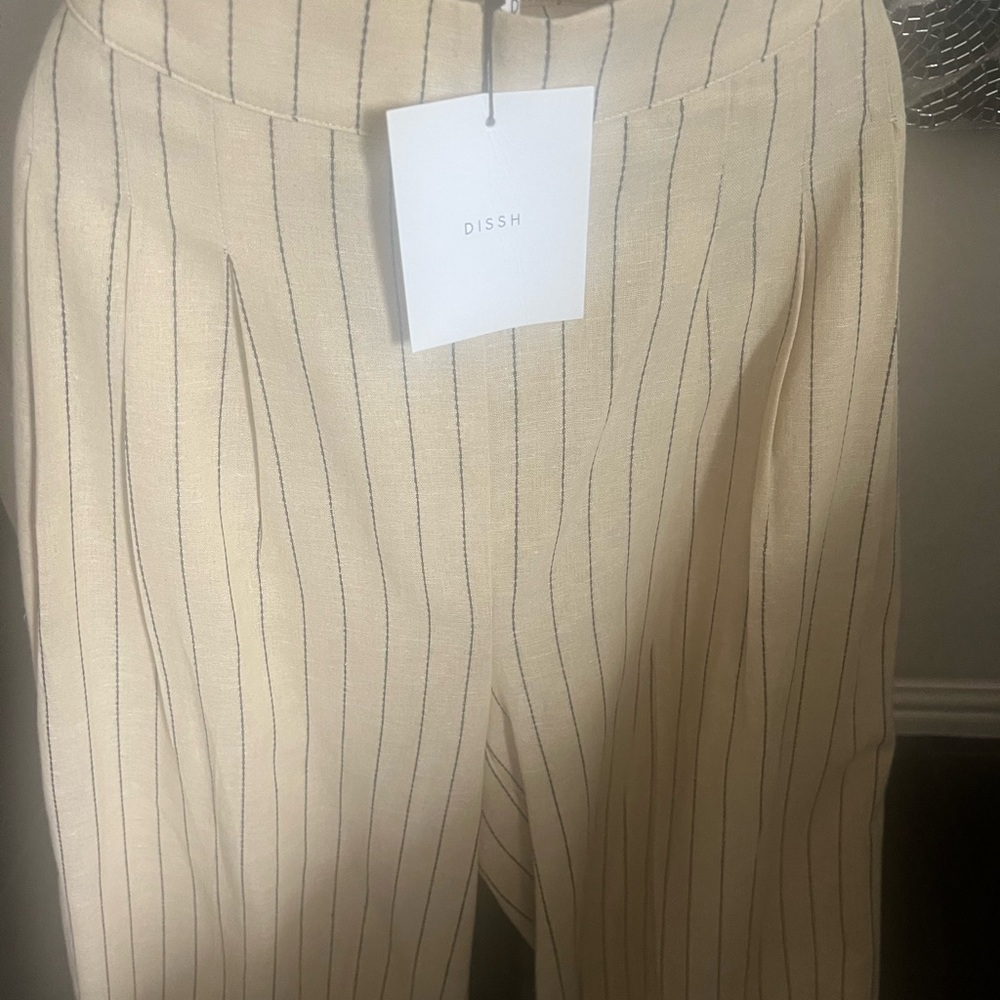 DISSH Cream Pinstripe Wide Leg Jumpsuit - Picture 5 of 7